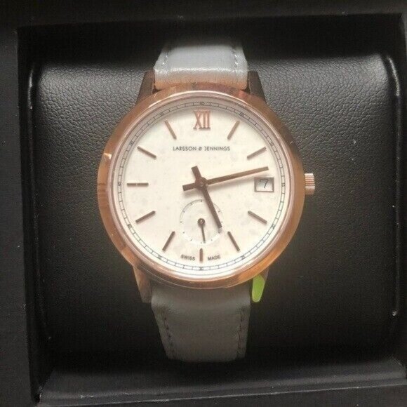 Larsson Jennings watch Made in Switzerland gray rose gold plate W000003 - Picture 1 of 5